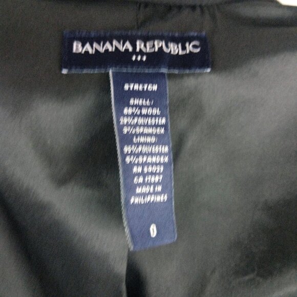 Banana Republic Stretch Womens Size 0 Wool Blend 2 Btn Black Suit Blazer Jacket - Picture 3 of 13